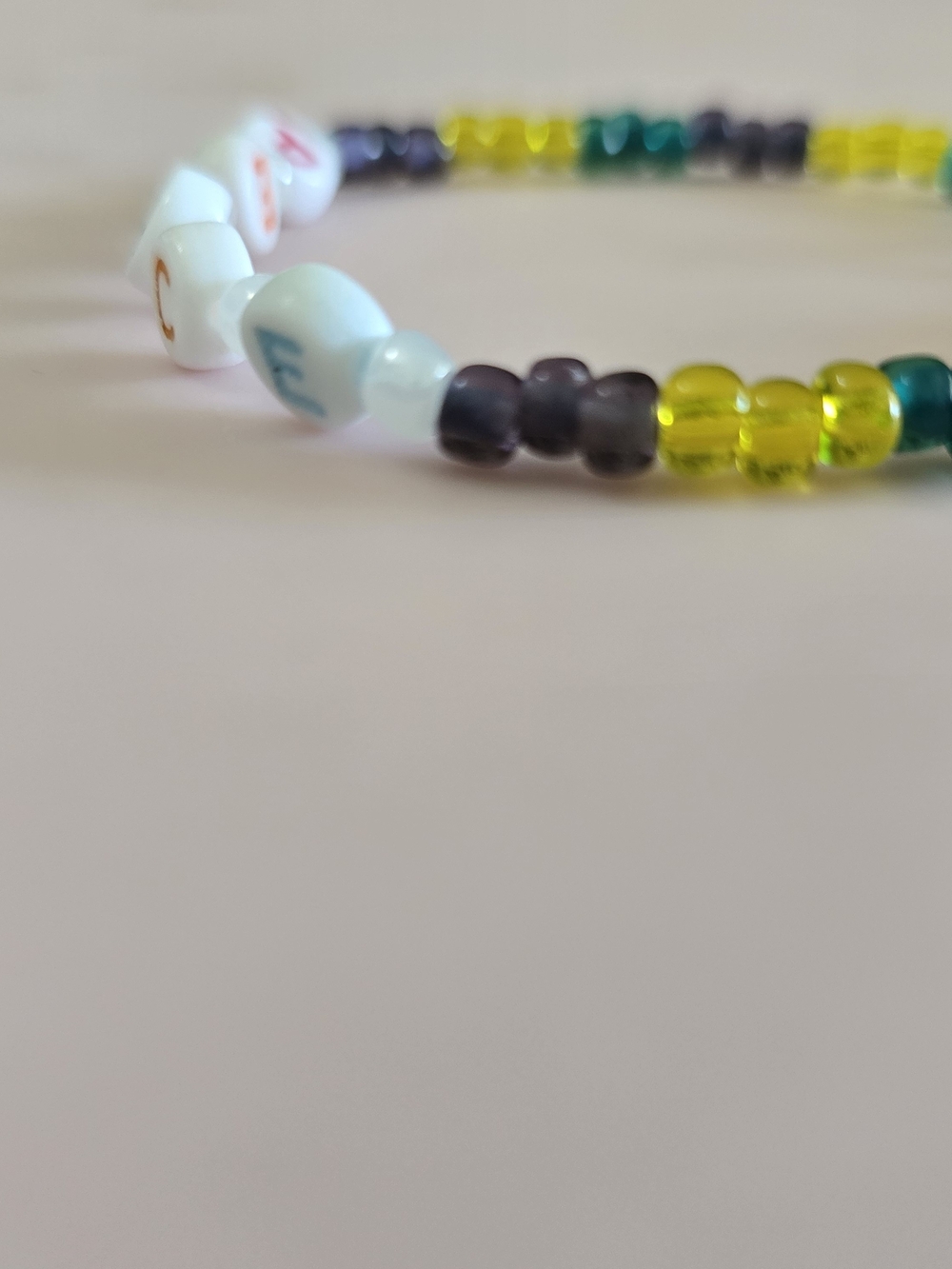 Kids (Adults) 'PEACE' Colorful Beaded Bracelet or Anklet - Multicolor - Picture 5 of 6